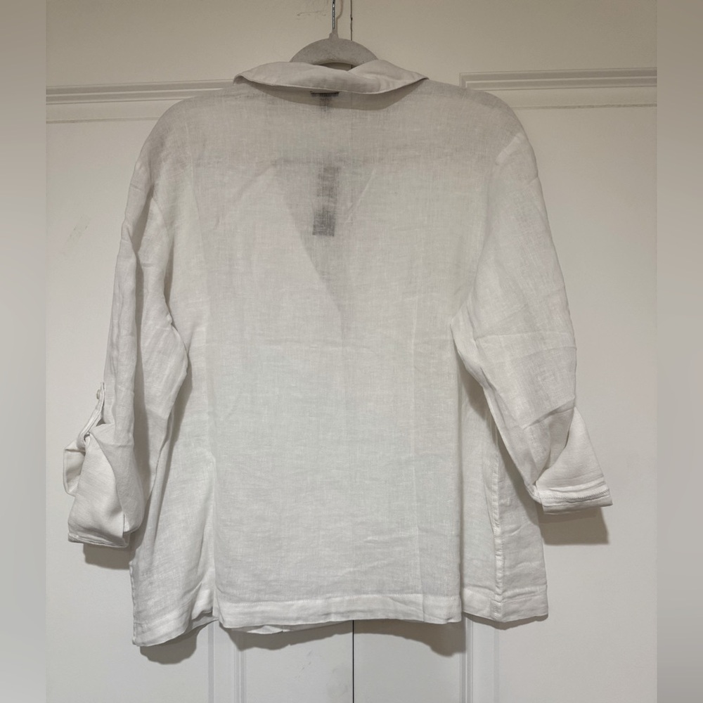 J. Crew White Camp-collar shirt in featherweight linen blend size 14 NWT - Picture 9 of 9